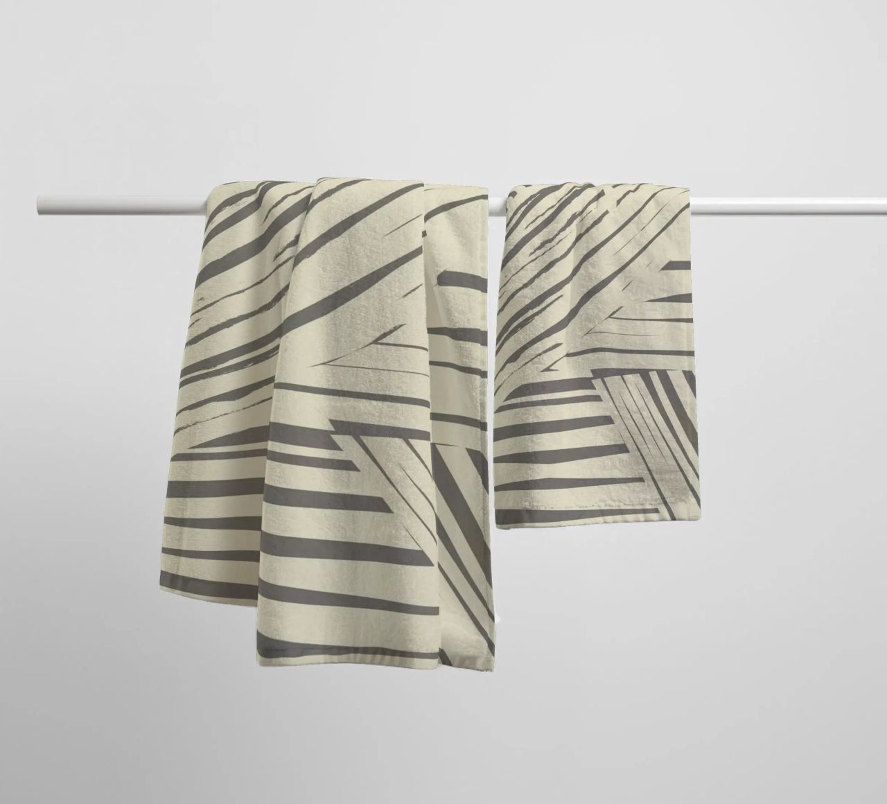 Grey diagonal stripe pattern towel by Little Dean