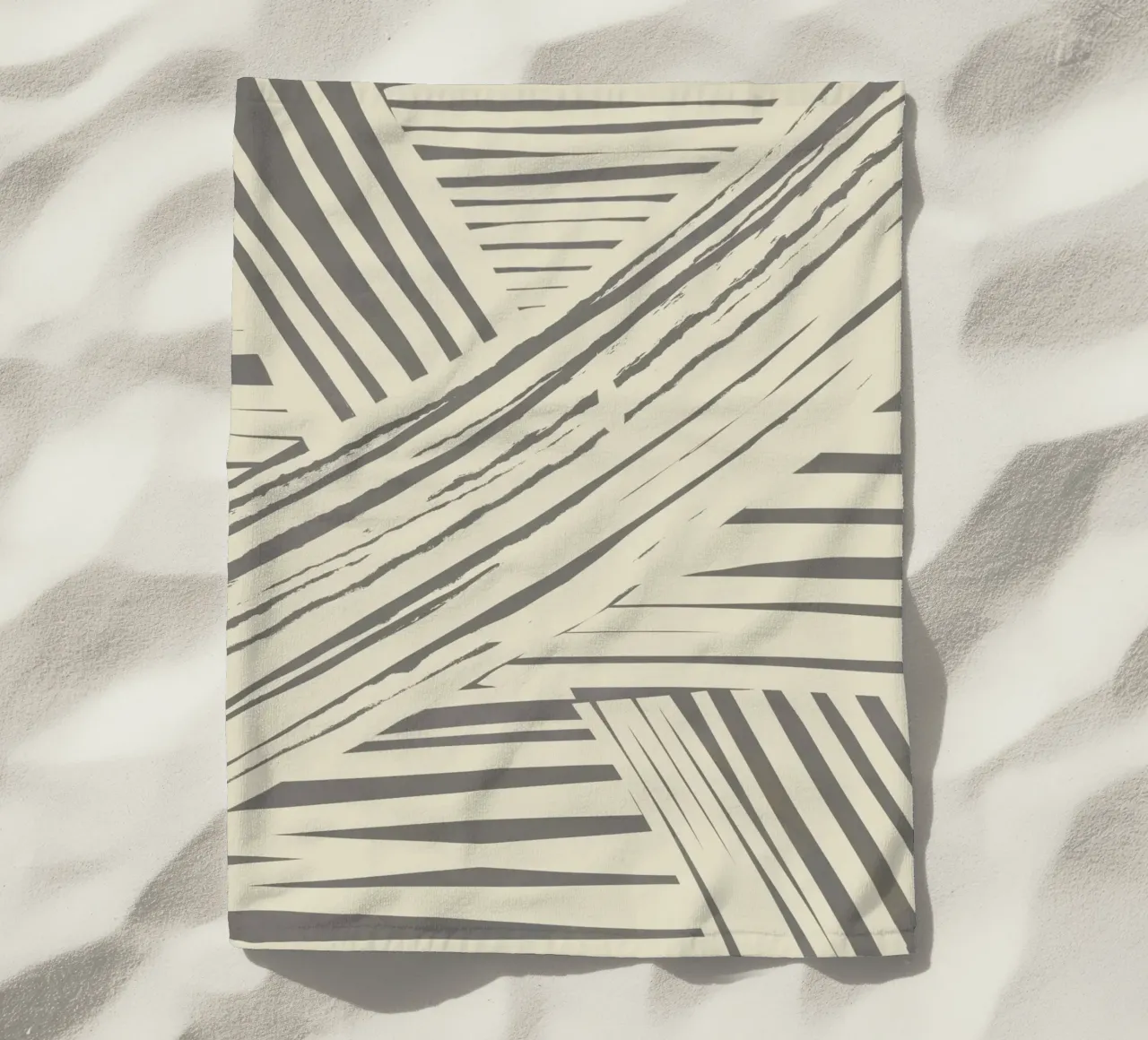 Grey diagonal stripe pattern beach towel by Little Dean