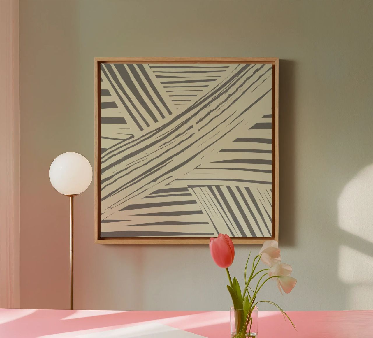 Grey diagonal stripe pattern canvas by Little Dean