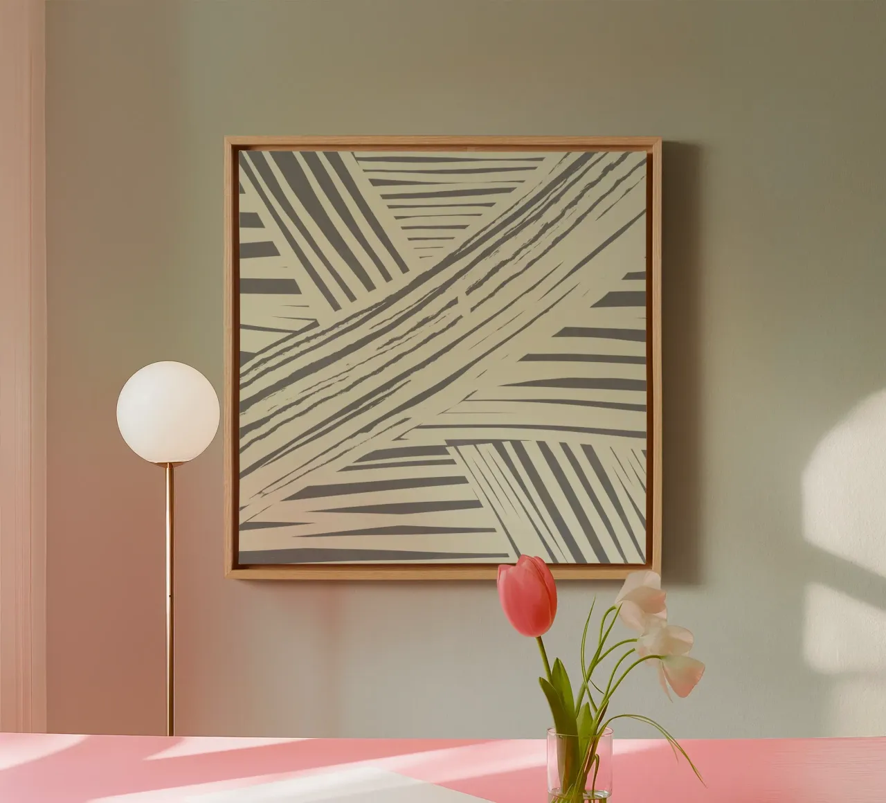 Grey diagonal stripe pattern canvas by Little Dean