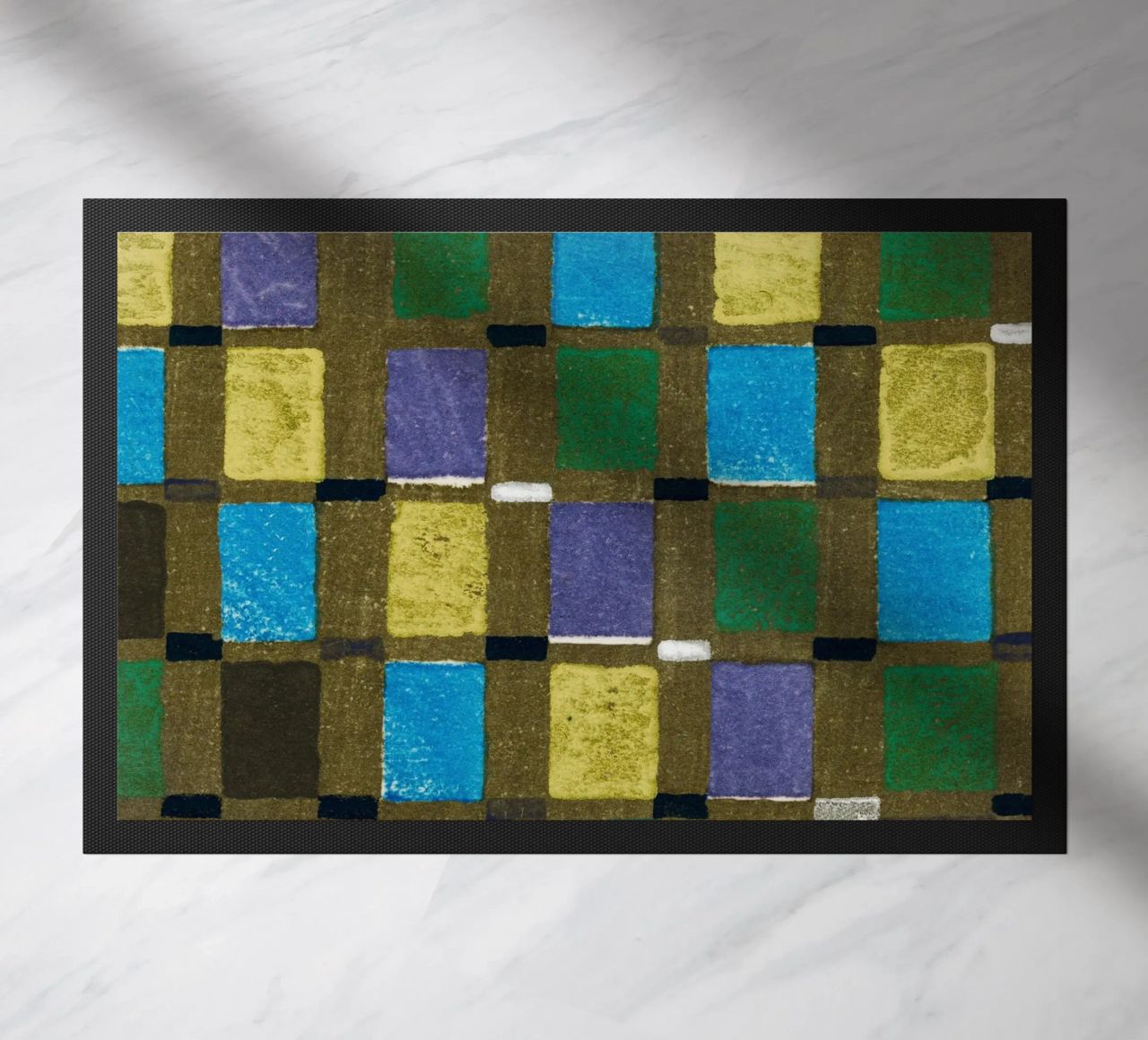 Vintage woodblock print of Japanese textile squares felpudo de vintageshop