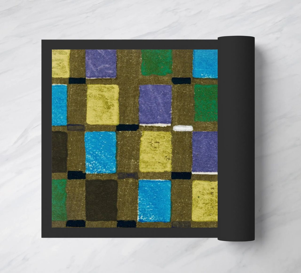 Vintage woodblock print of Japanese textile squares felpudo de vintageshop