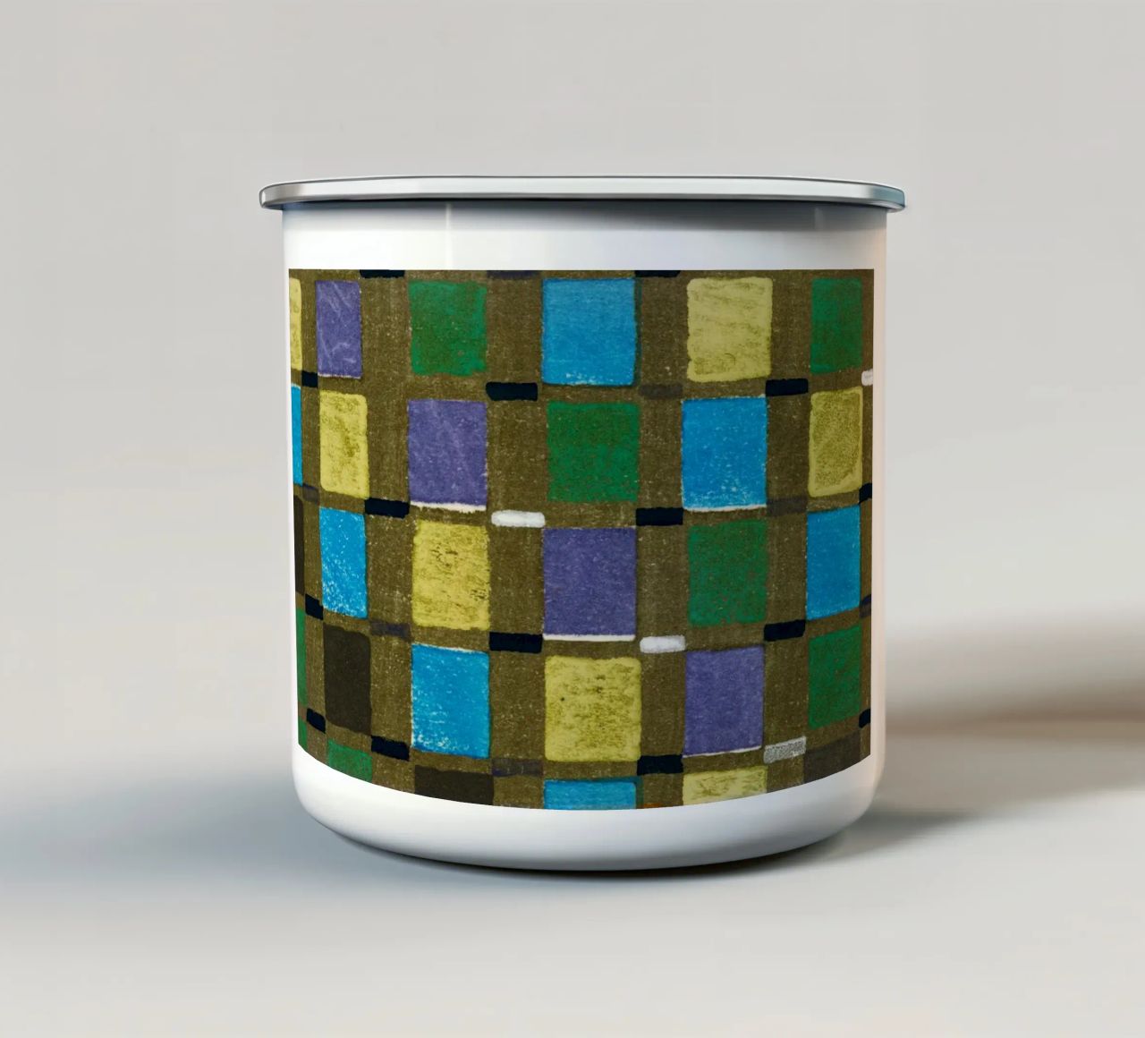 Vintage woodblock print of Japanese textile squares tazza in smalto da vintageshop