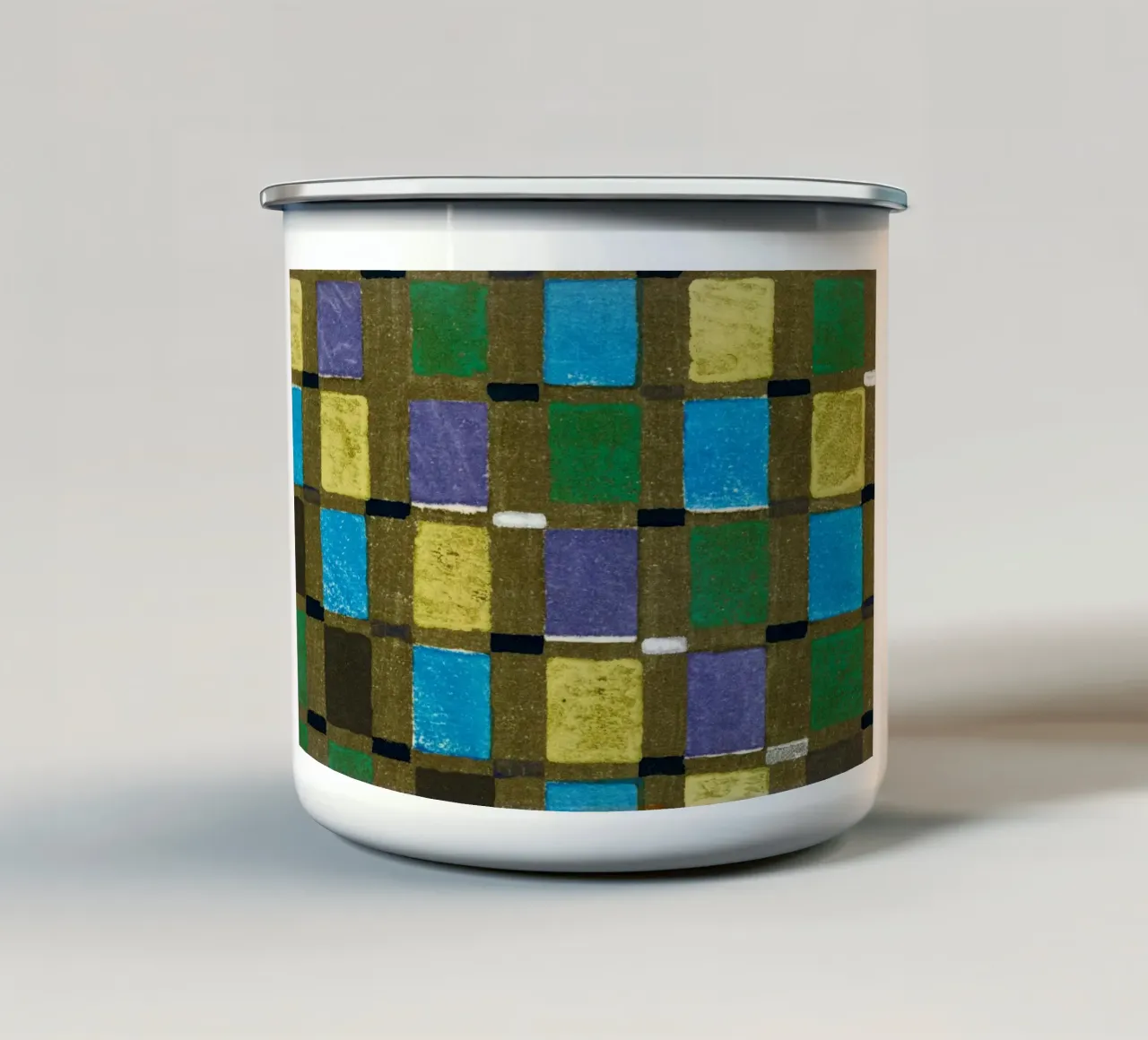 Vintage woodblock print of Japanese textile squares tazza in smalto da vintageshop
