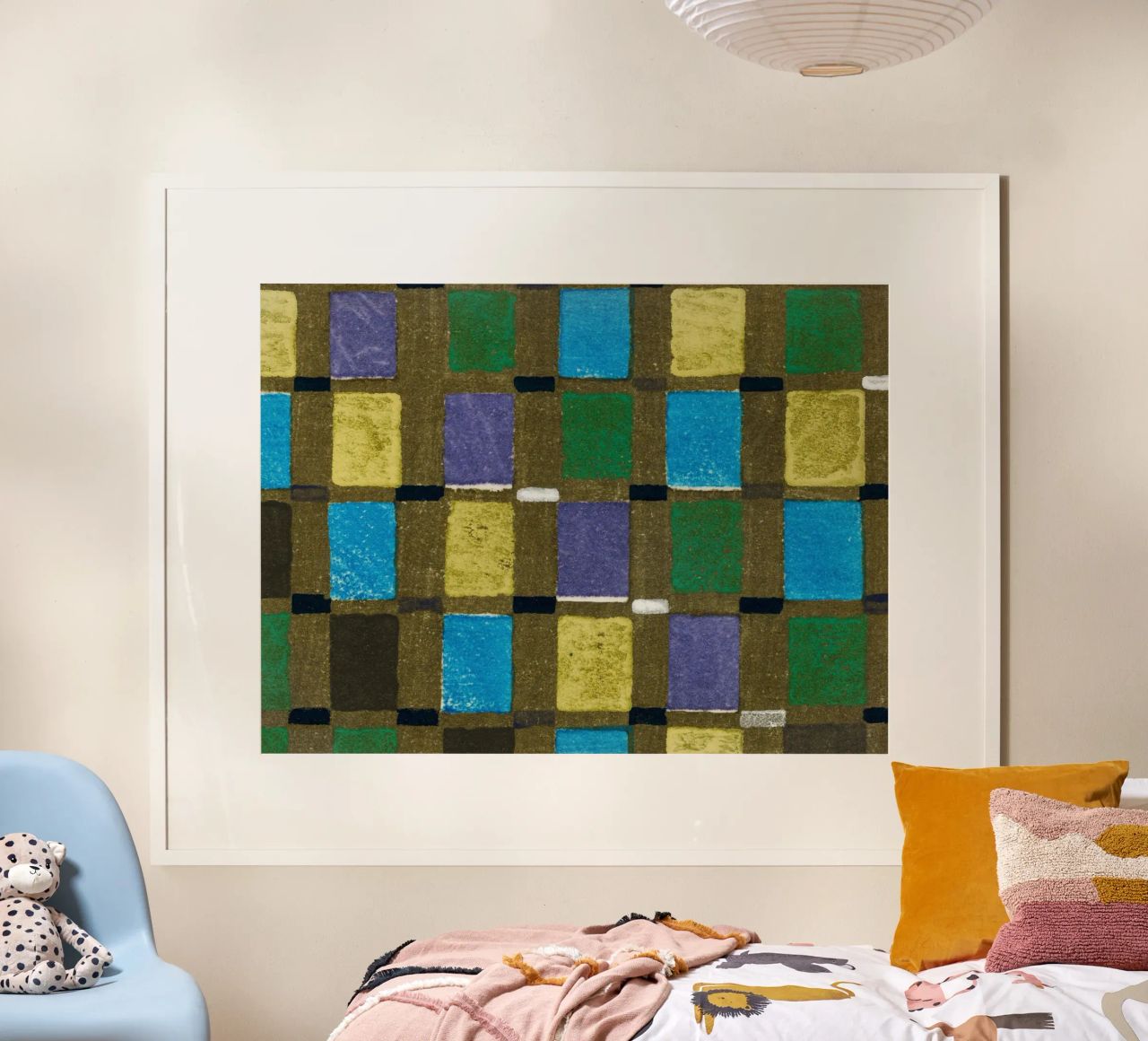 Vintage woodblock print of Japanese textile squares hahnemühle de vintageshop