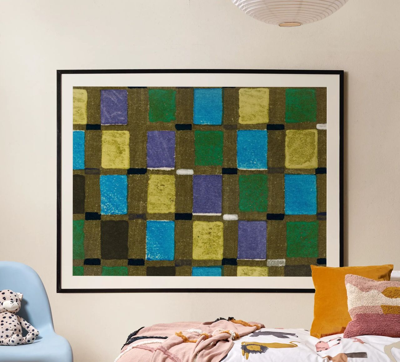 Vintage woodblock print of Japanese textile squares hahnemühle de vintageshop