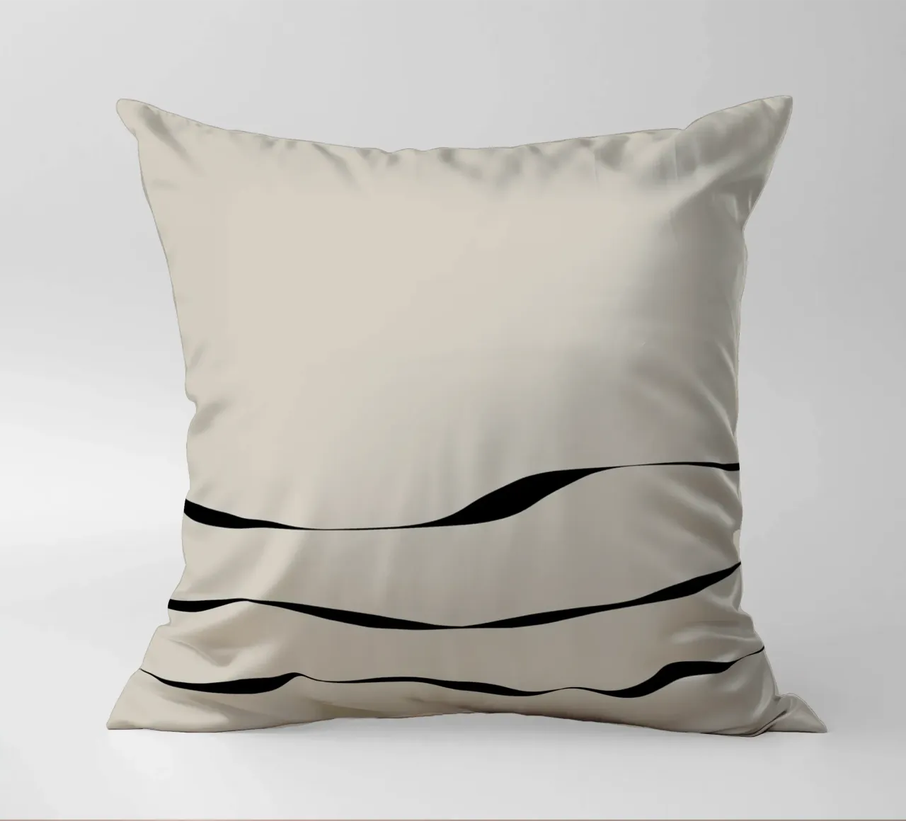 Japanese minimalist artwork with three black lines cuscino da Imaginative