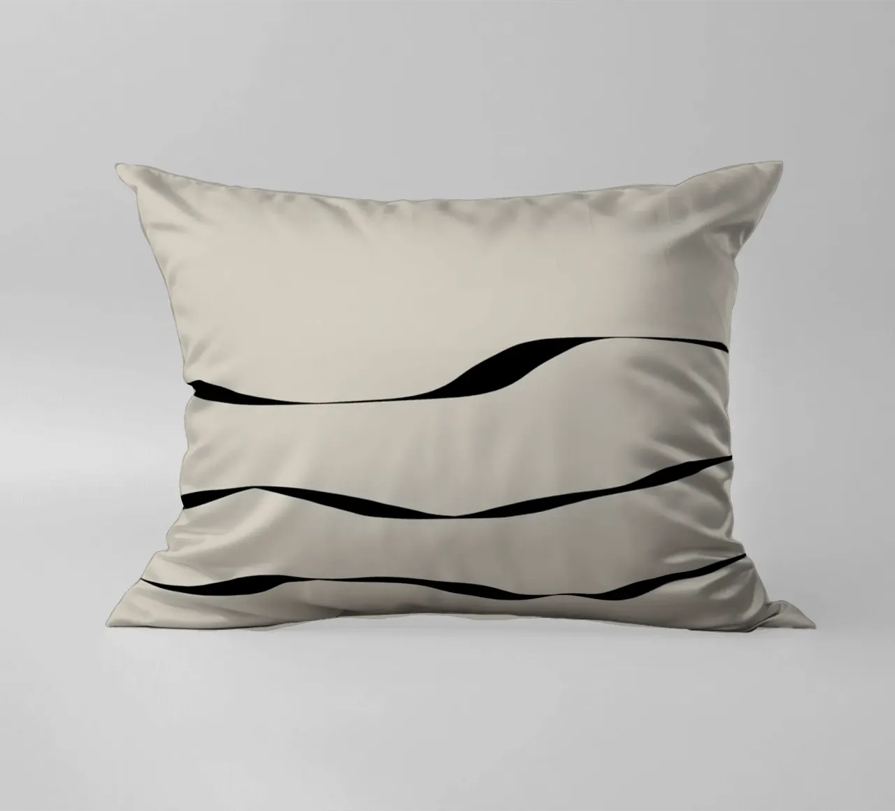 Japanese minimalist artwork with three black lines cuscino da Imaginative