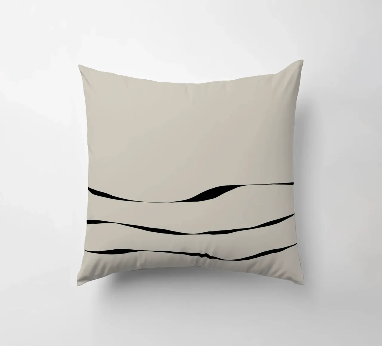 Japanese minimalist artwork with three black lines cuscino da Imaginative