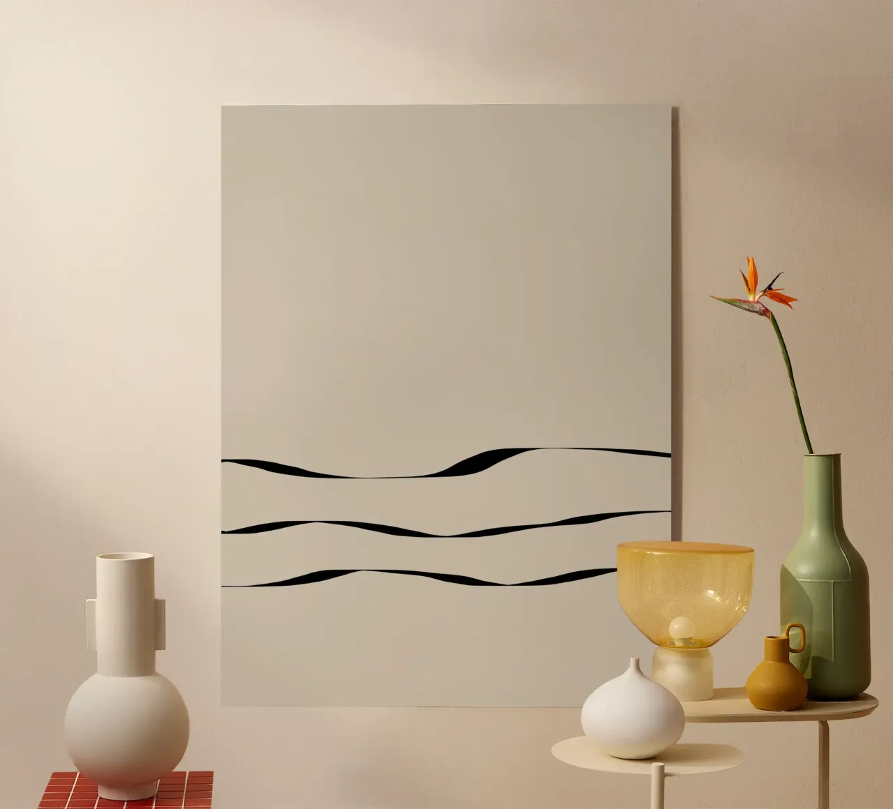 Japanese minimalist artwork with three black lines plexiglass da Imaginative