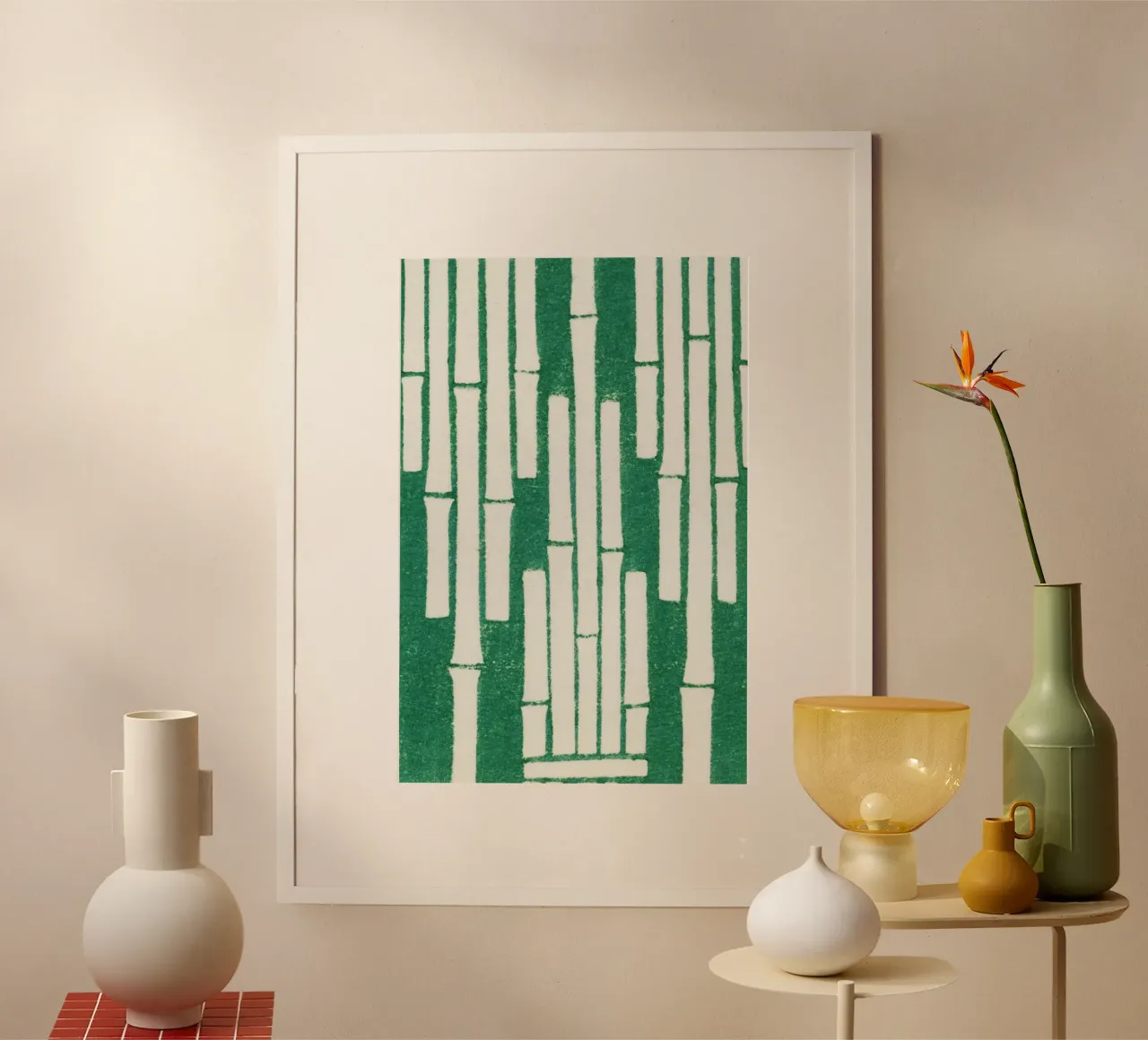 Vintage woodblock print of Japanese textile bamboo carta hahnemühle da vintageshop