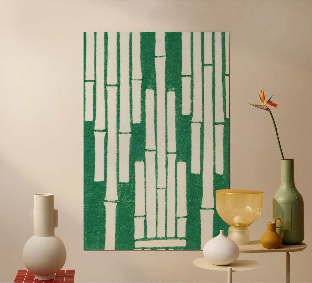 Vintage woodblock print of Japanese textile bamboo carta hahnemühle da vintageshop
