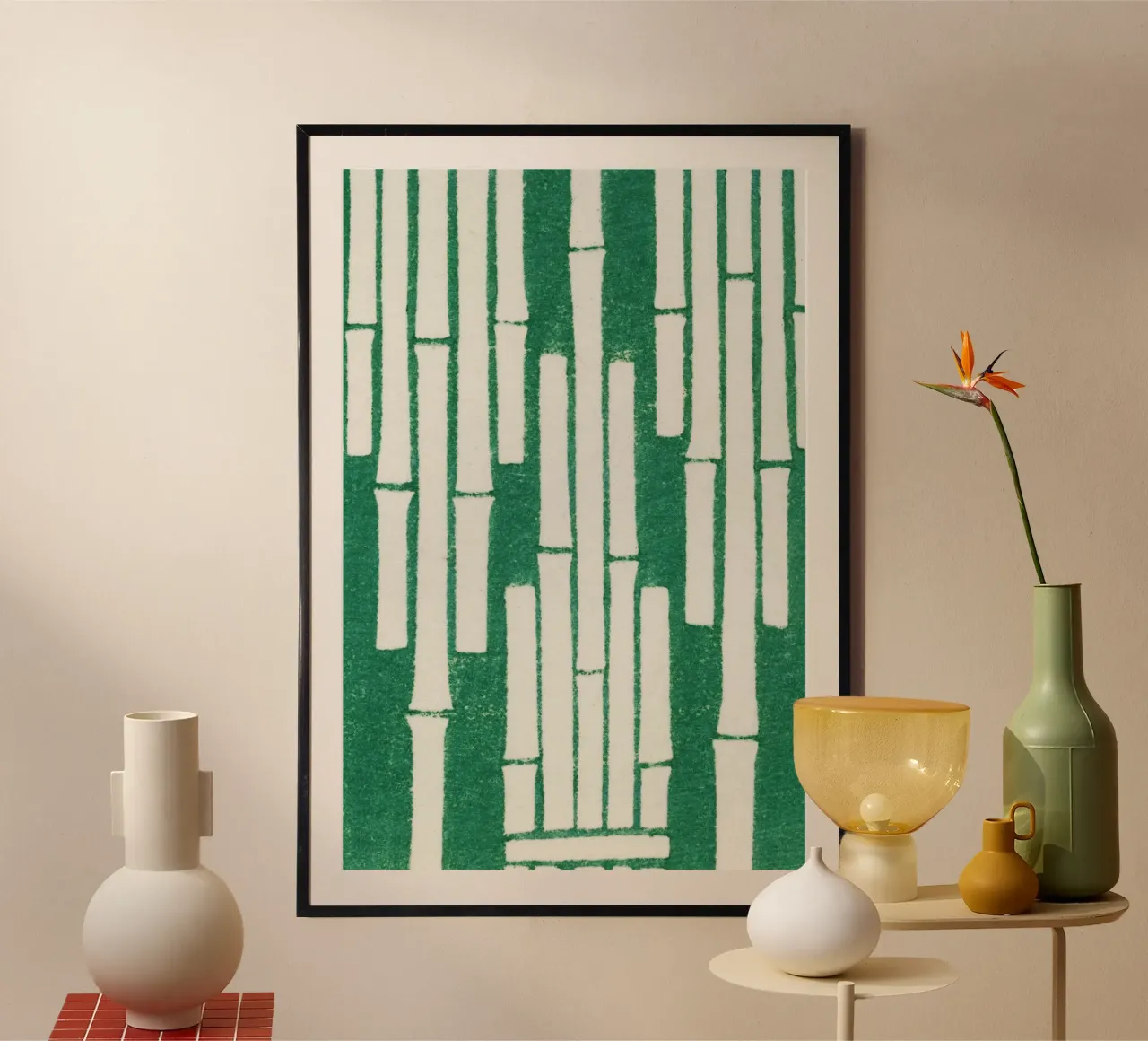 Vintage woodblock print of Japanese textile bamboo carta hahnemühle da vintageshop