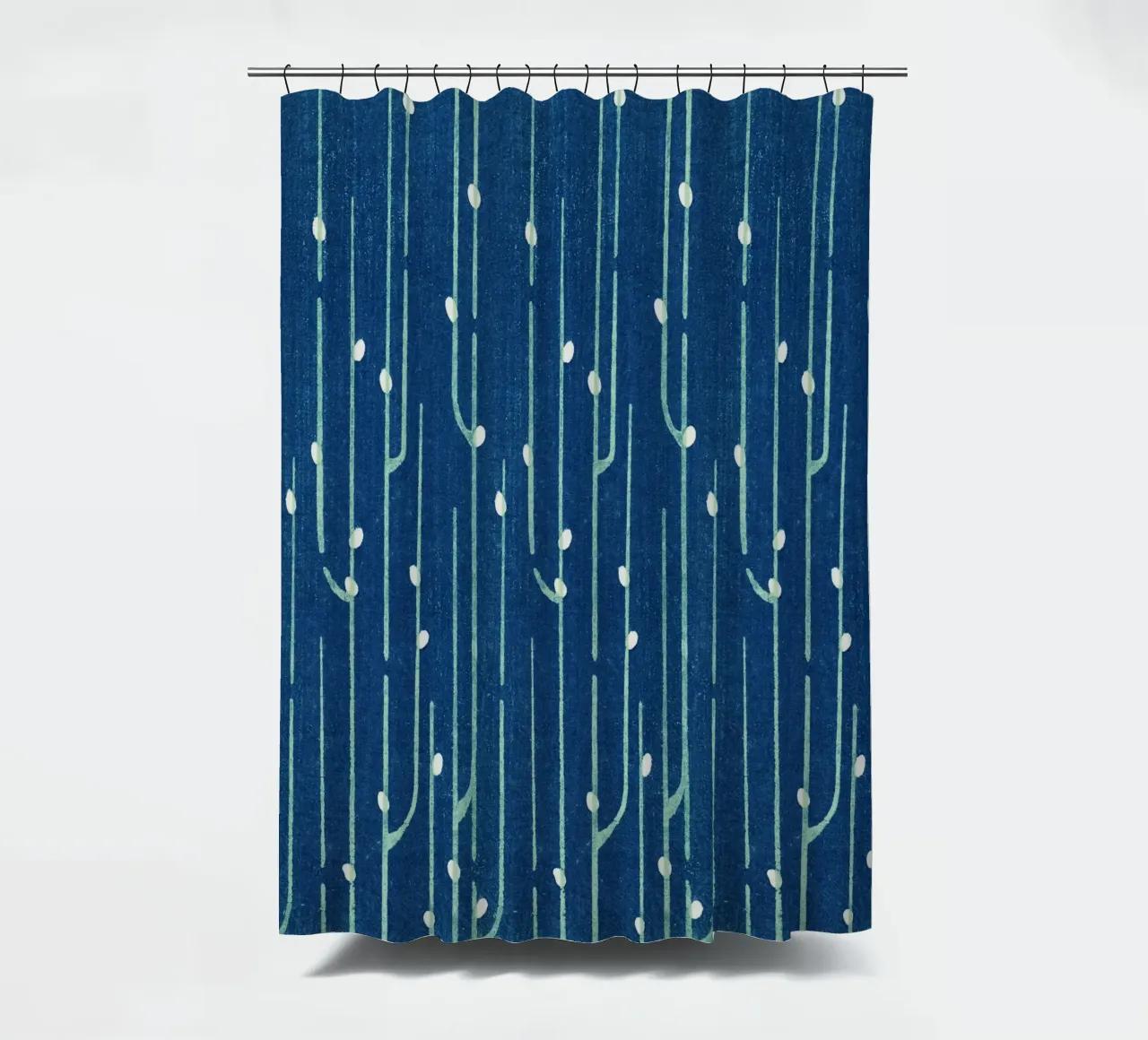 Vintage woodblock print of Japanese textile cacti shower curtain by vintageshop