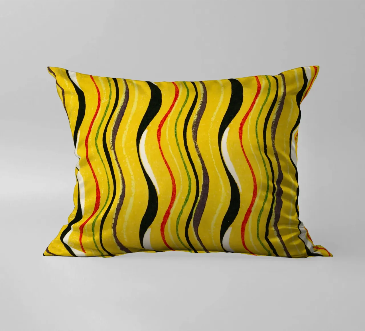 Yellow Wavy Lines cuscino da vintageshop