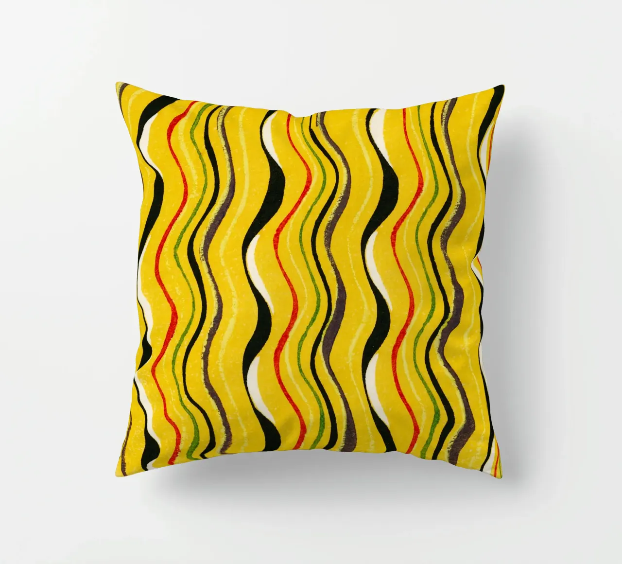 Yellow Wavy Lines cuscino da vintageshop