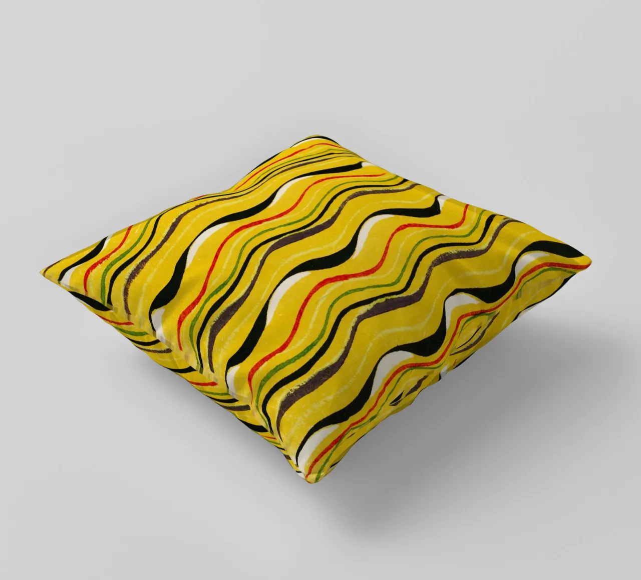 Yellow Wavy Lines cuscino da vintageshop