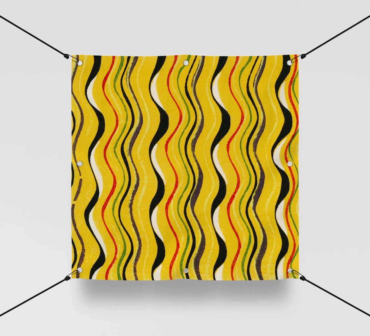 Yellow Wavy Lines telo in pvc da vintageshop