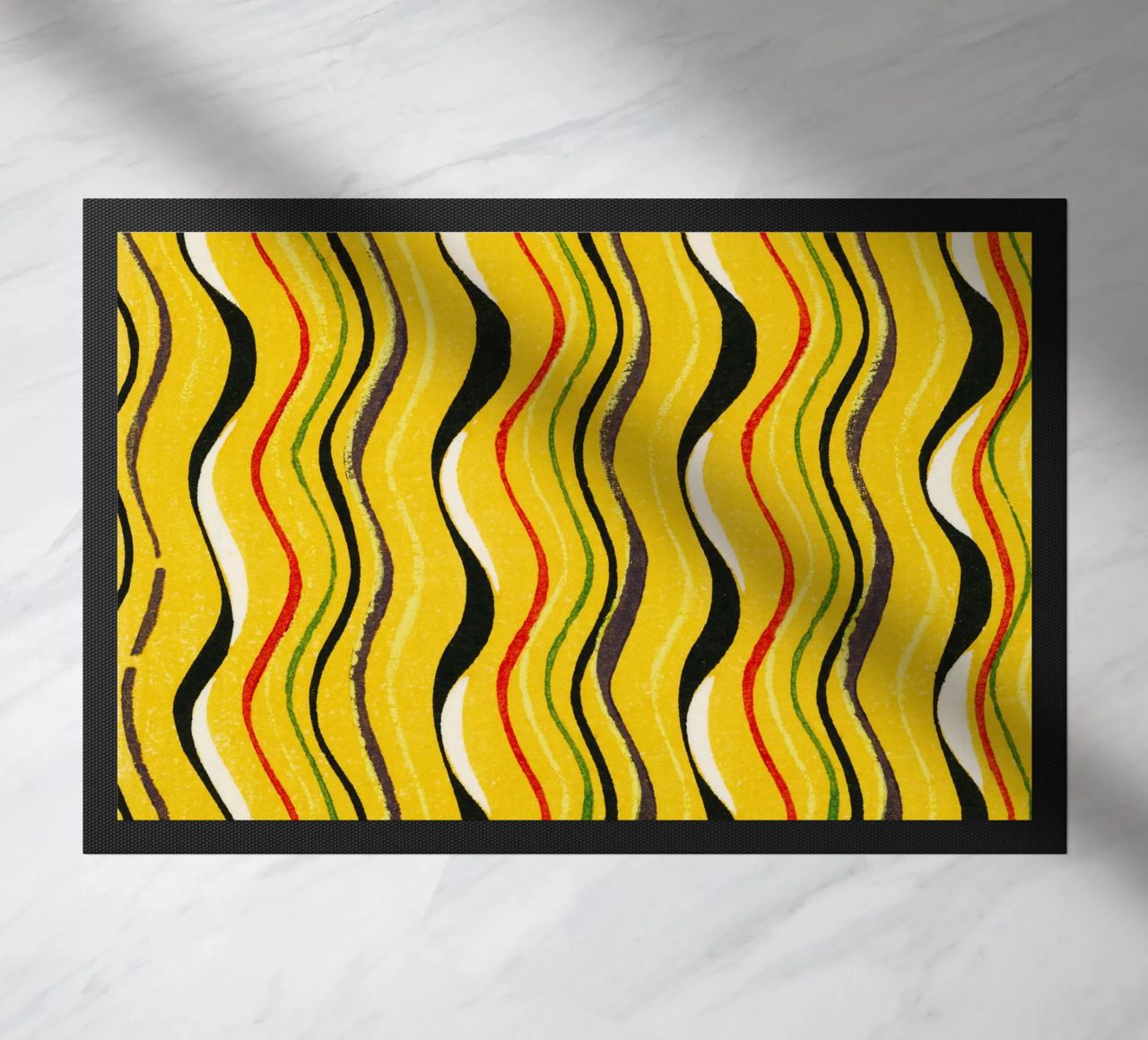 Yellow Wavy Lines felpudo de vintageshop