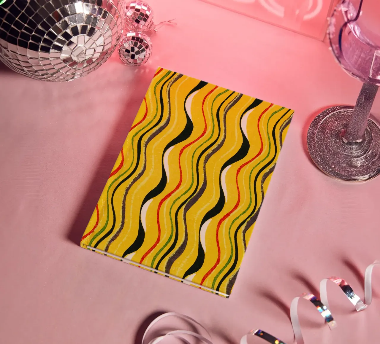 Yellow Wavy Lines notebook by vintageshop