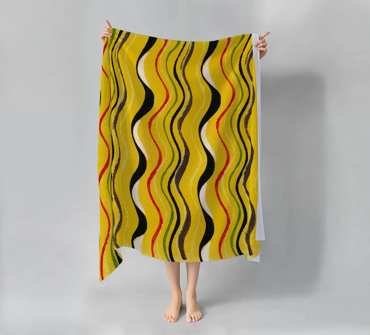Yellow Wavy Lines telo mare da vintageshop