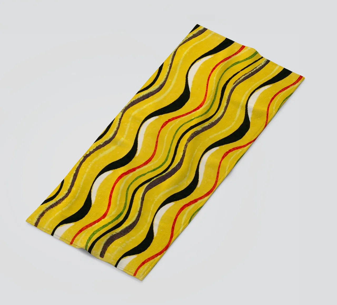 Yellow Wavy Lines telo mare da vintageshop