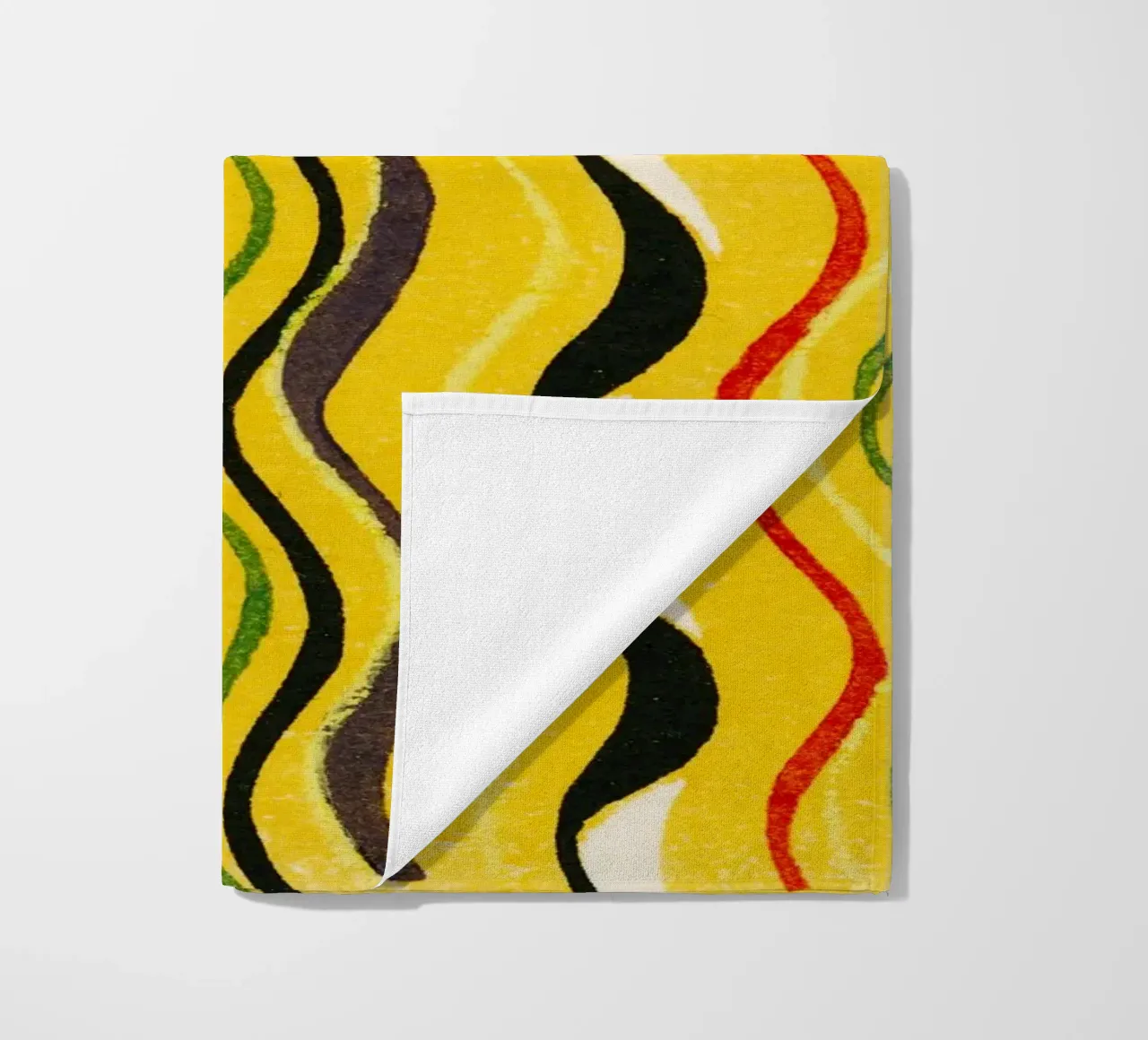 Yellow Wavy Lines telo mare da vintageshop