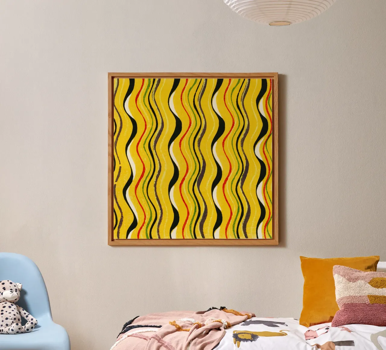 Yellow Wavy Lines alluminio dibond da vintageshop