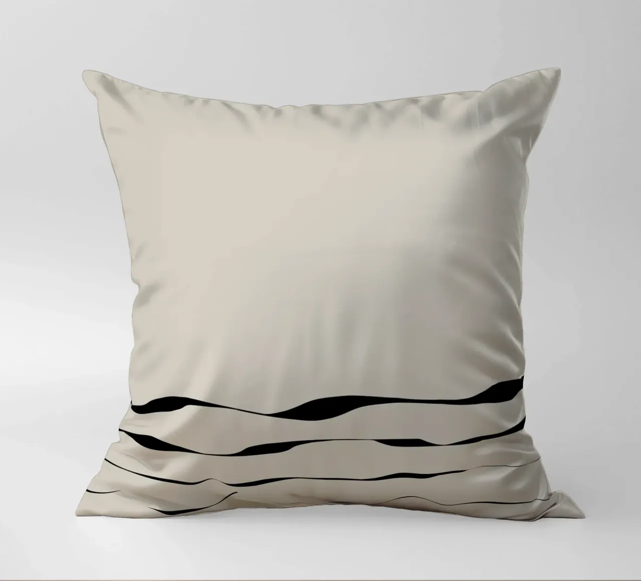Japanese minimalist artwork with black lines cuscino da Imaginative