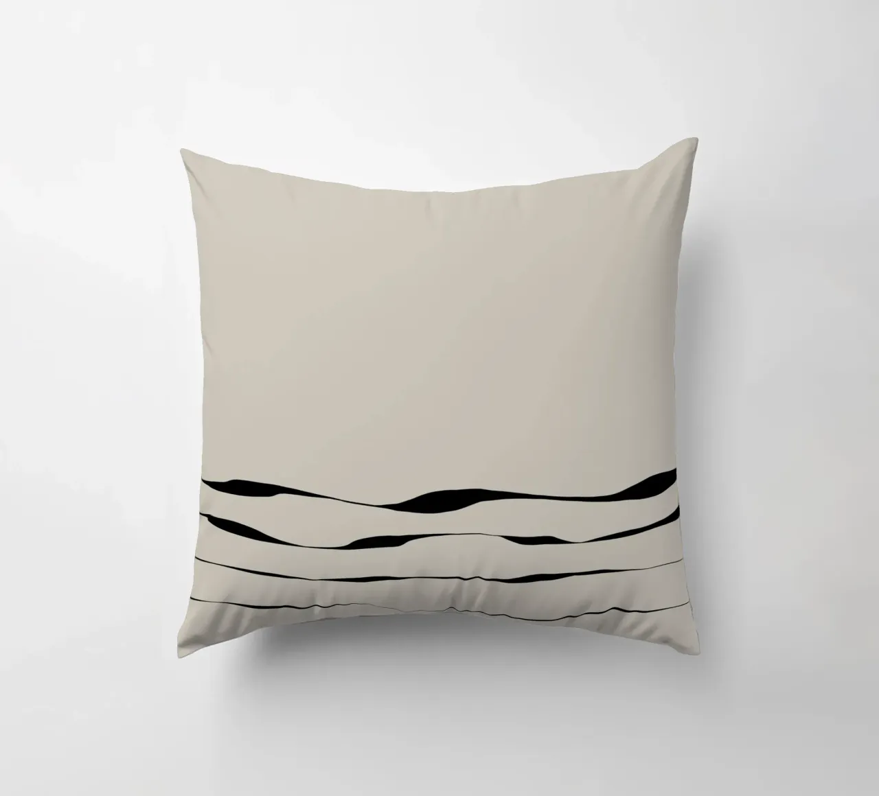 Japanese minimalist artwork with black lines cuscino da Imaginative