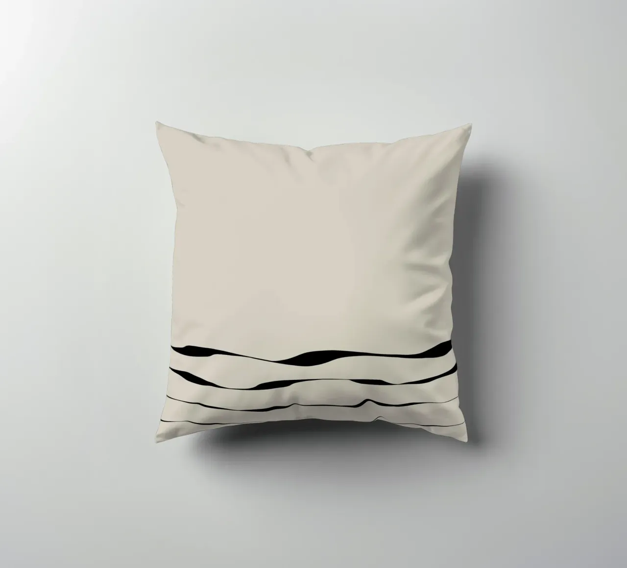 Japanese minimalist artwork with black lines cuscino da Imaginative