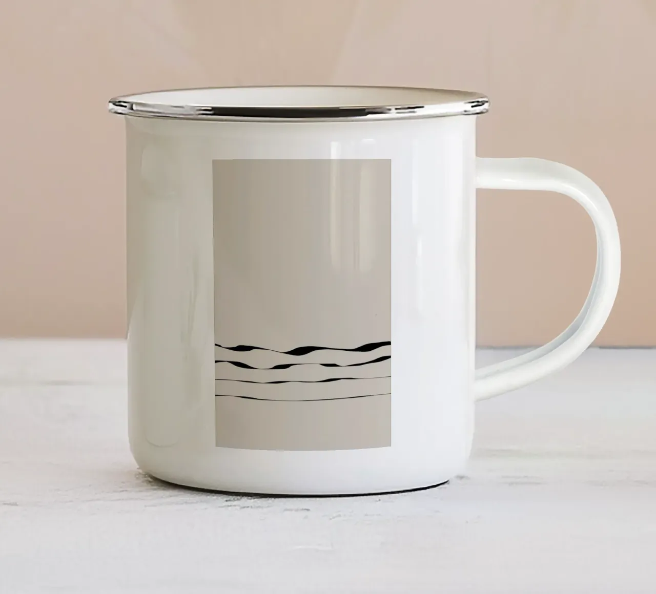Japanese minimalist artwork with black lines tazza in smalto da Imaginative