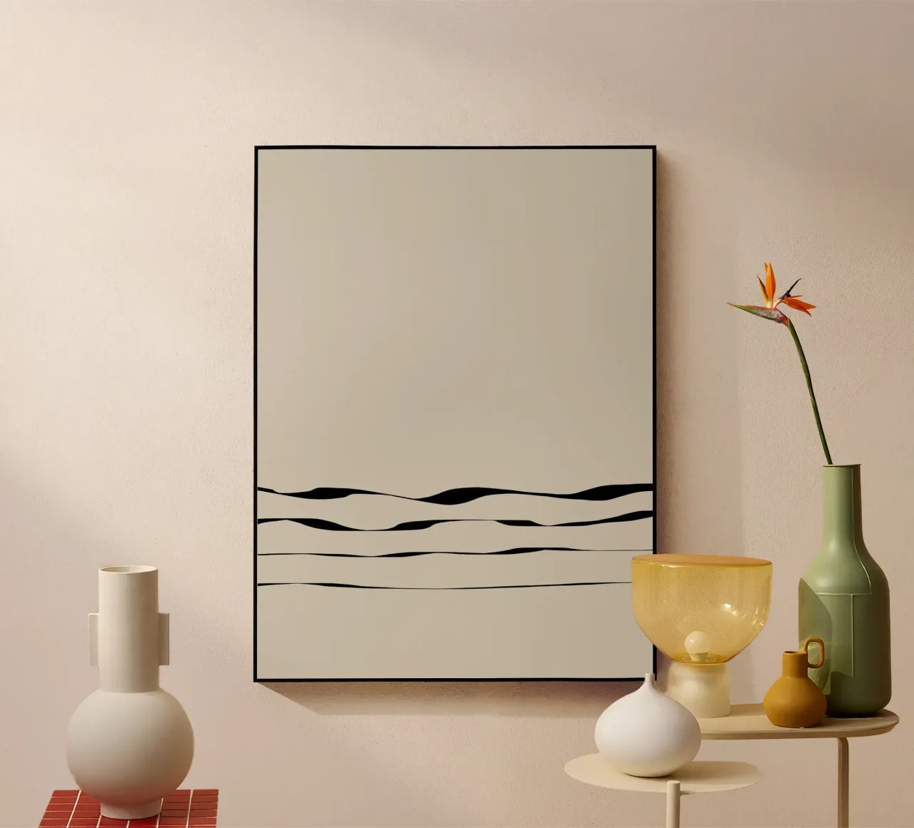 Japanese minimalist artwork with black lines plexiglass da Imaginative