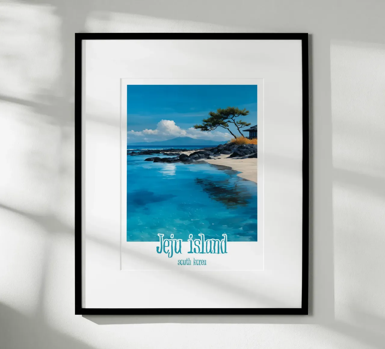Affiche Jeju island, Corée du Sud poster avec cadre en bois de Frame the World