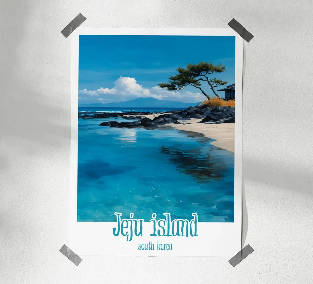 Affiche Jeju island, Corée du Sud poster avec cadre en bois de Frame the World