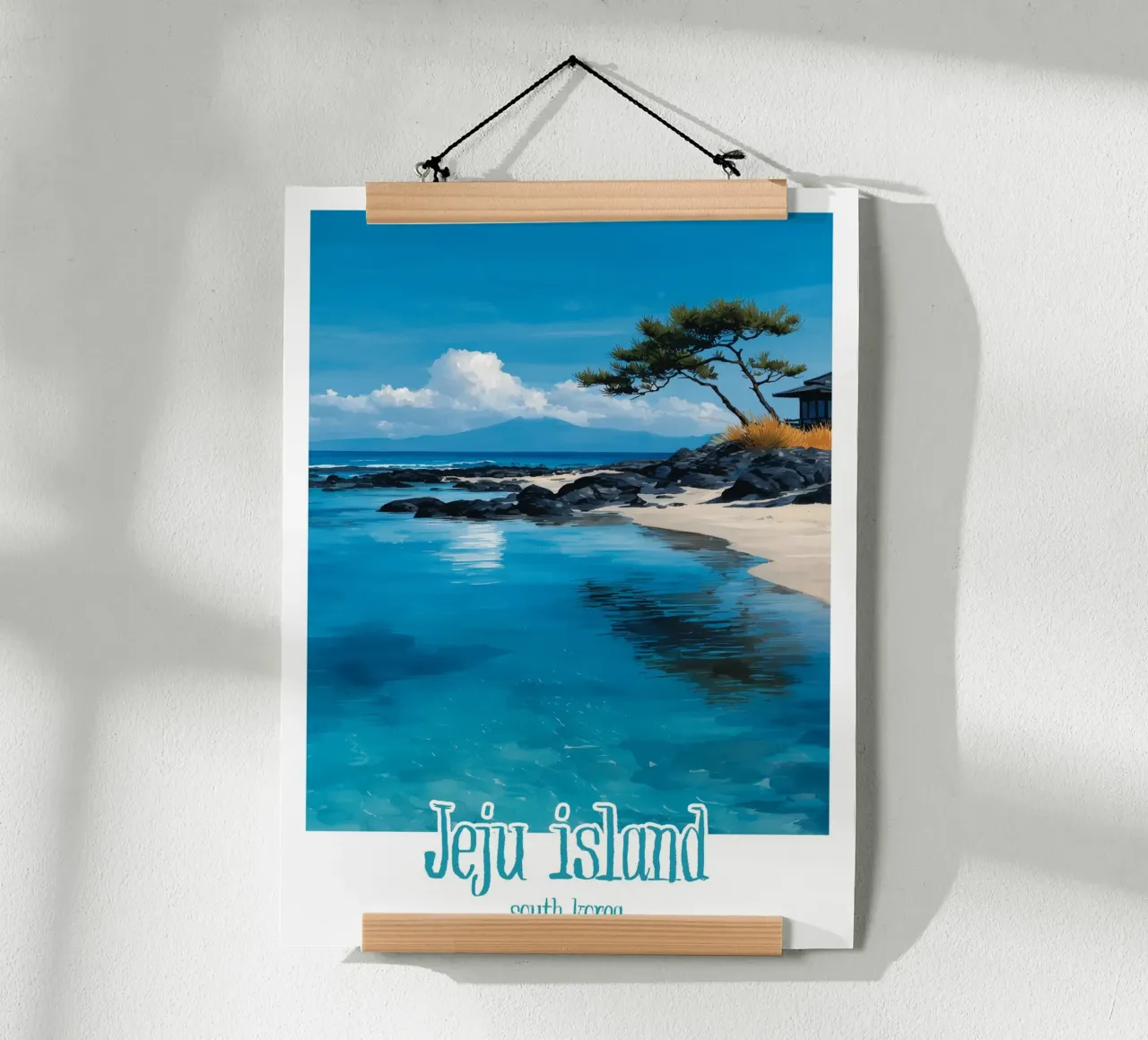 Affiche Jeju island, Corée du Sud poster avec cadre en bois de Frame the World