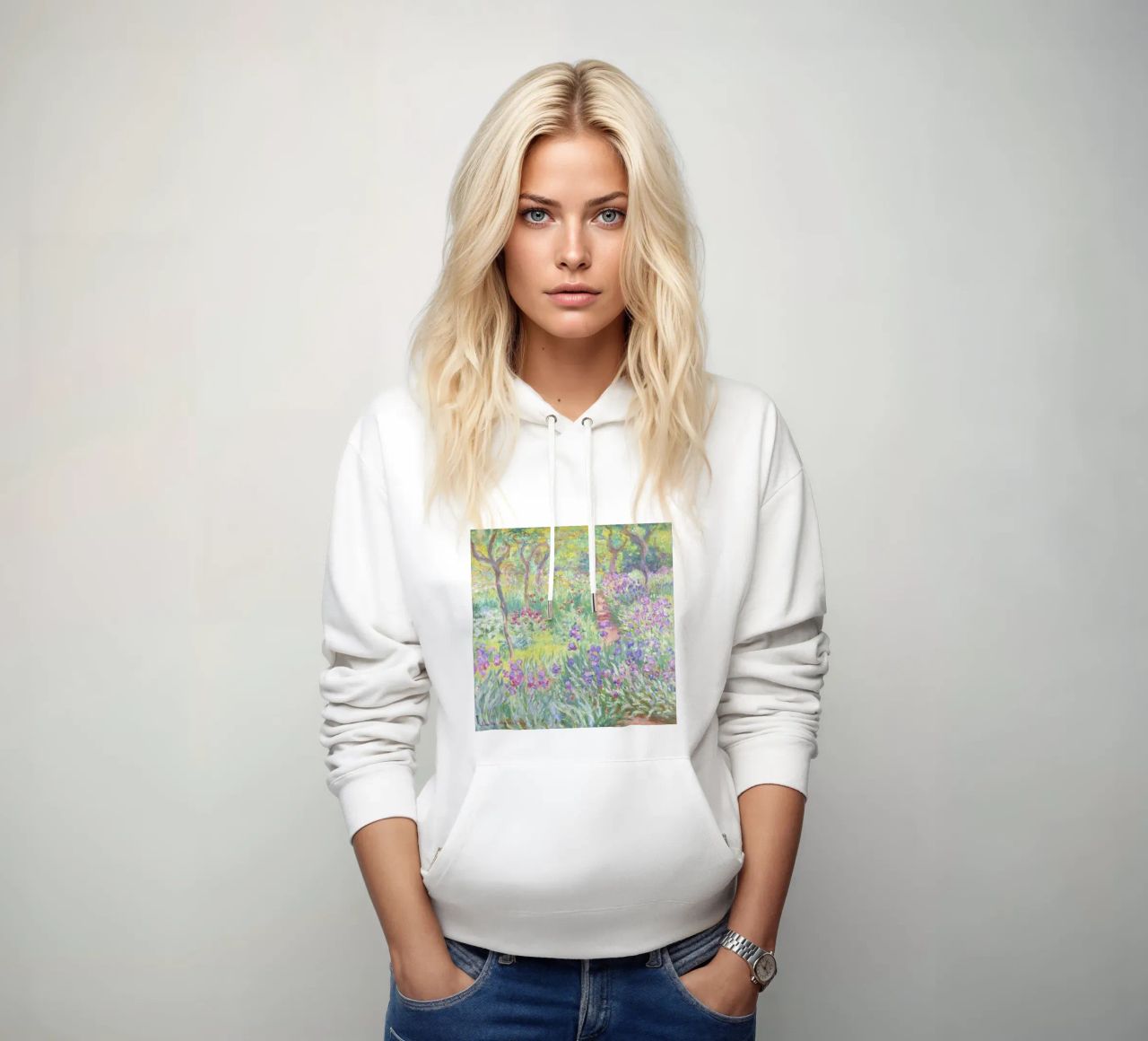 Der Garten des Künstlers in Giverny von Claude Monet Hoodie von Venus Art