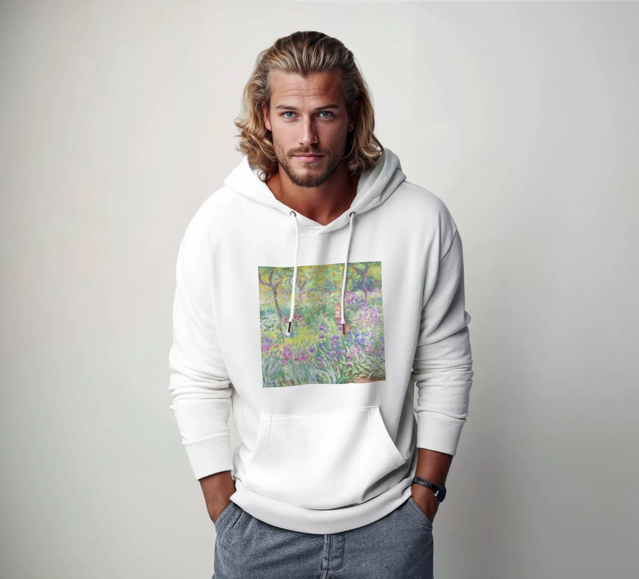 Der Garten des Künstlers in Giverny von Claude Monet Hoodie von Venus Art
