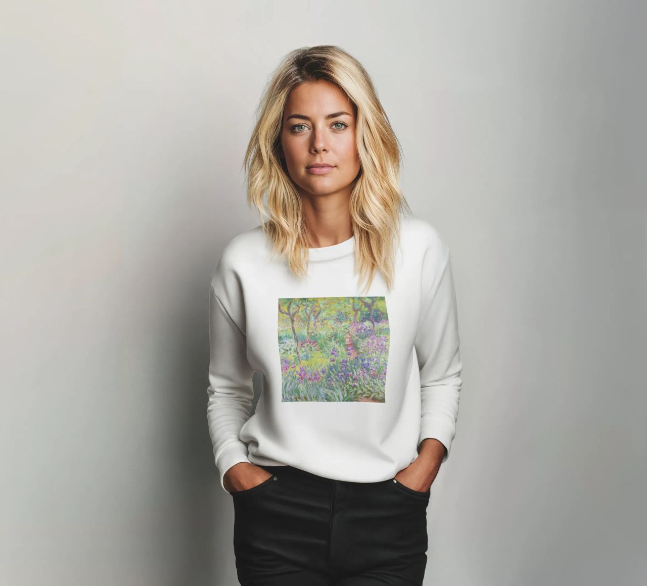 Der Garten des Künstlers in Giverny von Claude Monet Sweatshirt von Venus Art