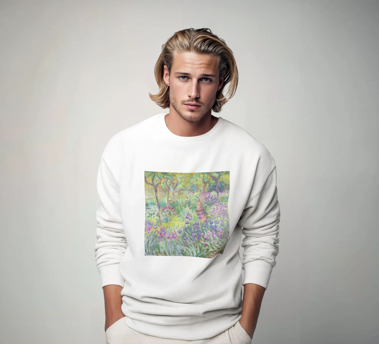 Der Garten des Künstlers in Giverny von Claude Monet Sweatshirt von Venus Art
