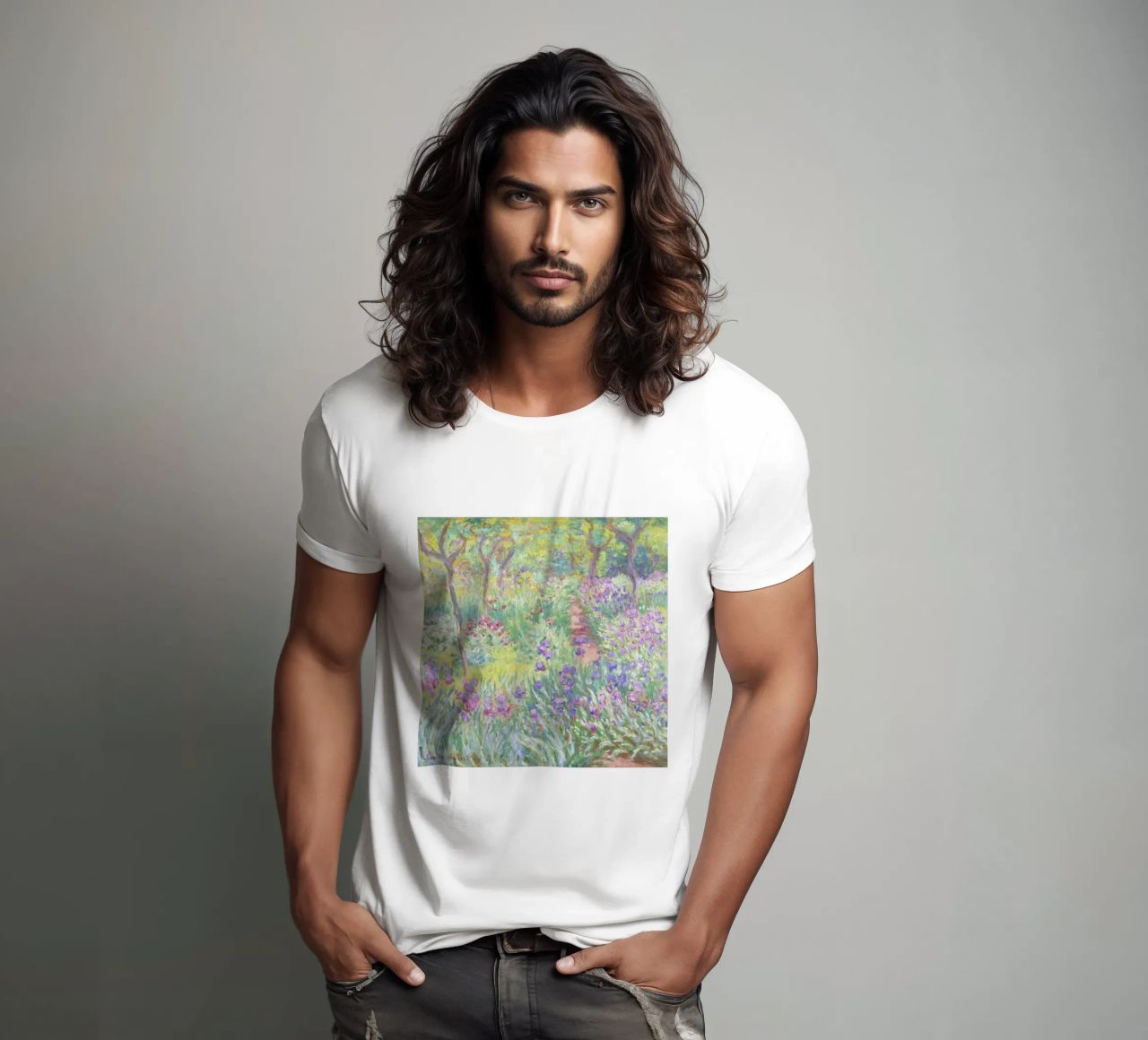 Der Garten des Künstlers in Giverny von Claude Monet T-Shirt von Venus Art