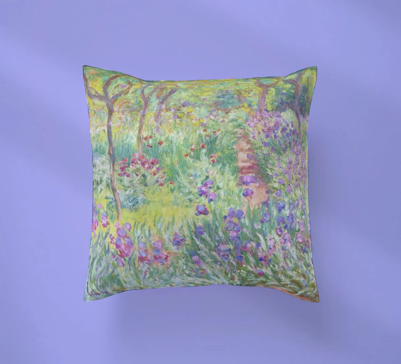 Der Garten des Künstlers in Giverny von Claude Monet Kissen von Venus Art