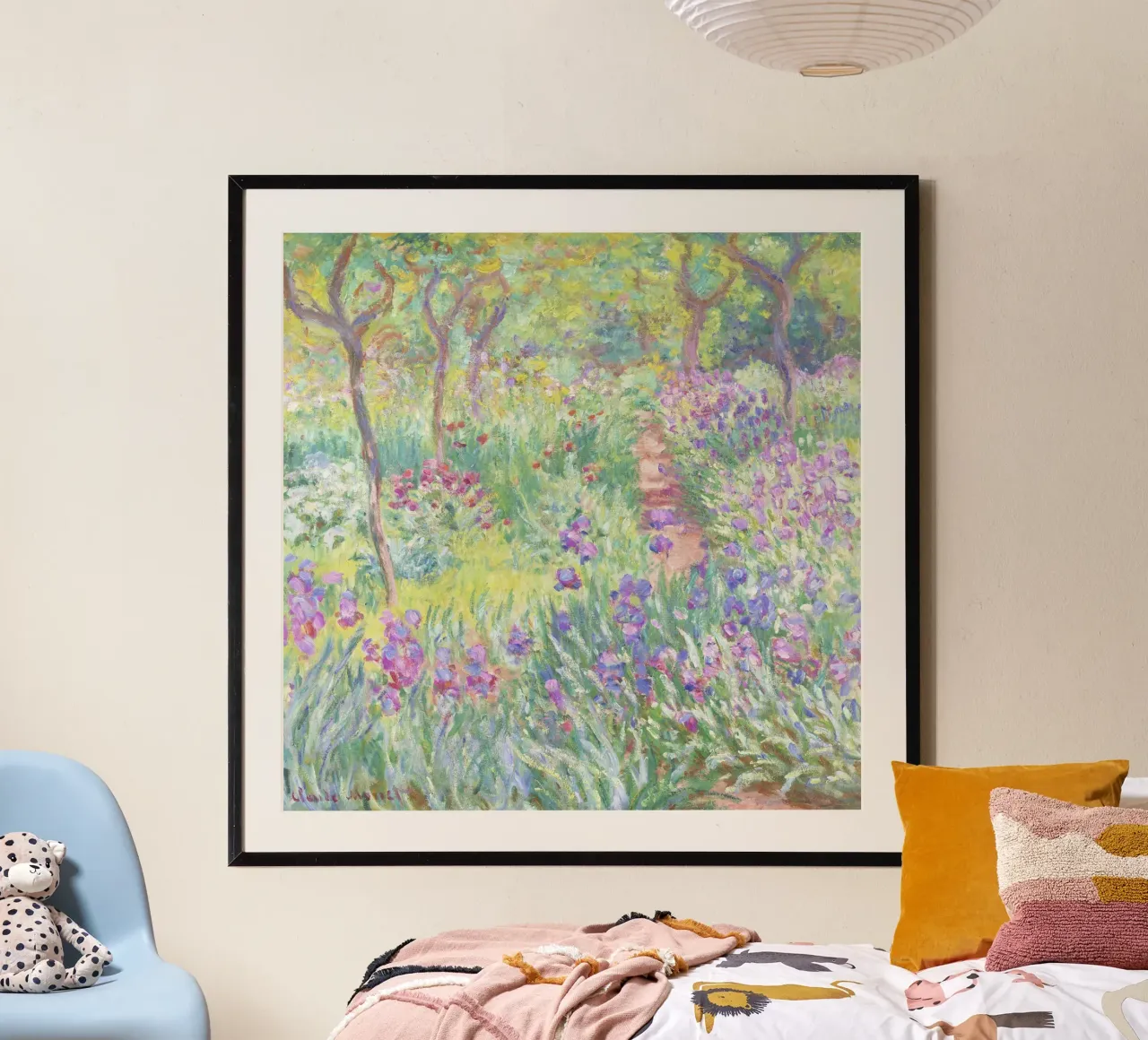 Il giardino dell'artista a Giverny di Claude Monet poster con telaio in plastica da Venus Art