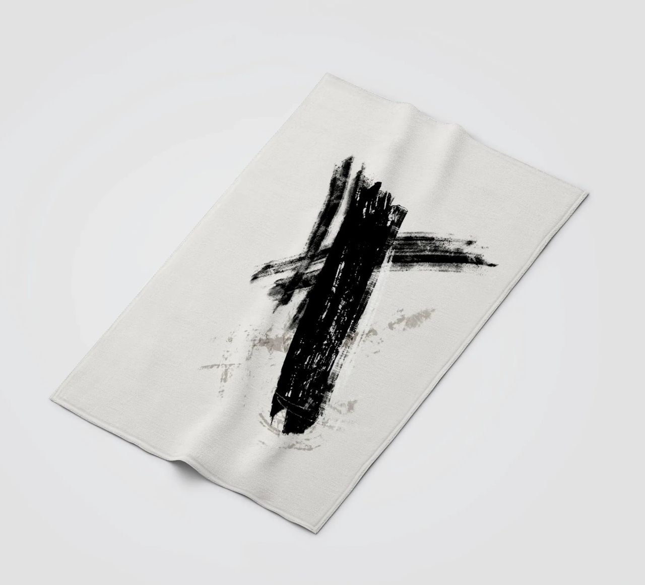 Modern abstract with large black brush strokes coperta in pile da Imaginative