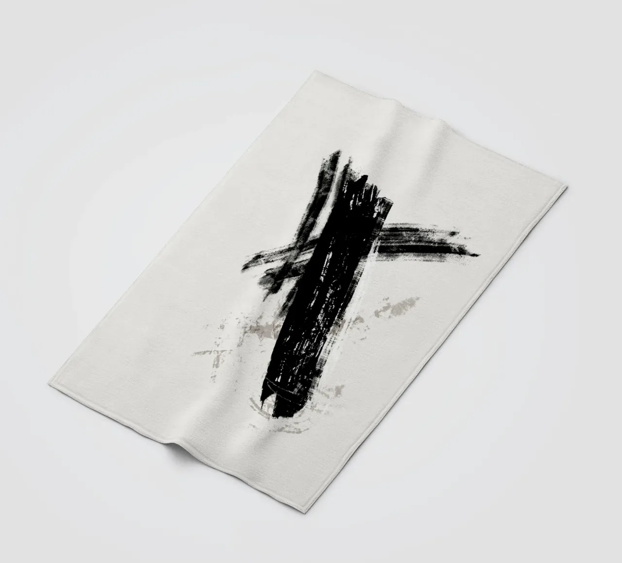 Modern abstract with large black brush strokes coperta in pile da Imaginative