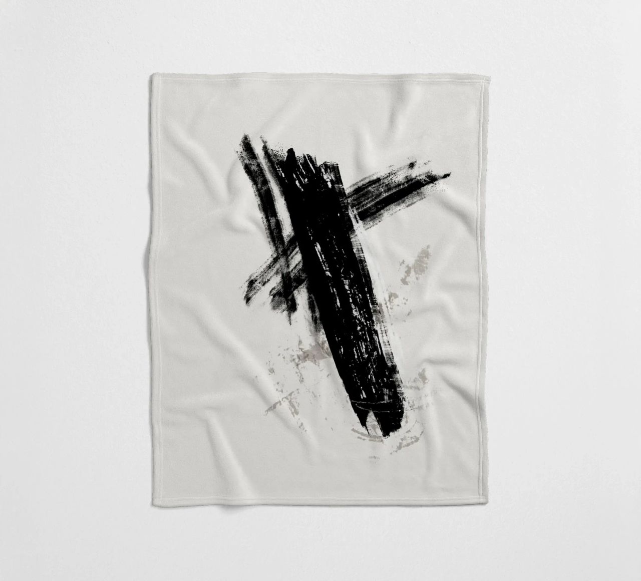 Modern abstract with large black brush strokes coperta in pile da Imaginative