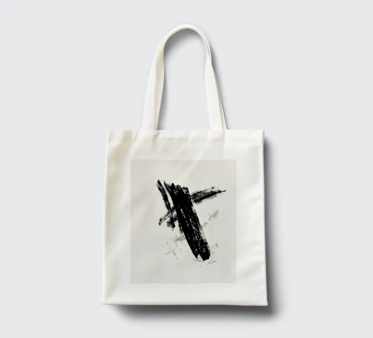 Modern abstract with large black brush strokes borsa in juta da Imaginative