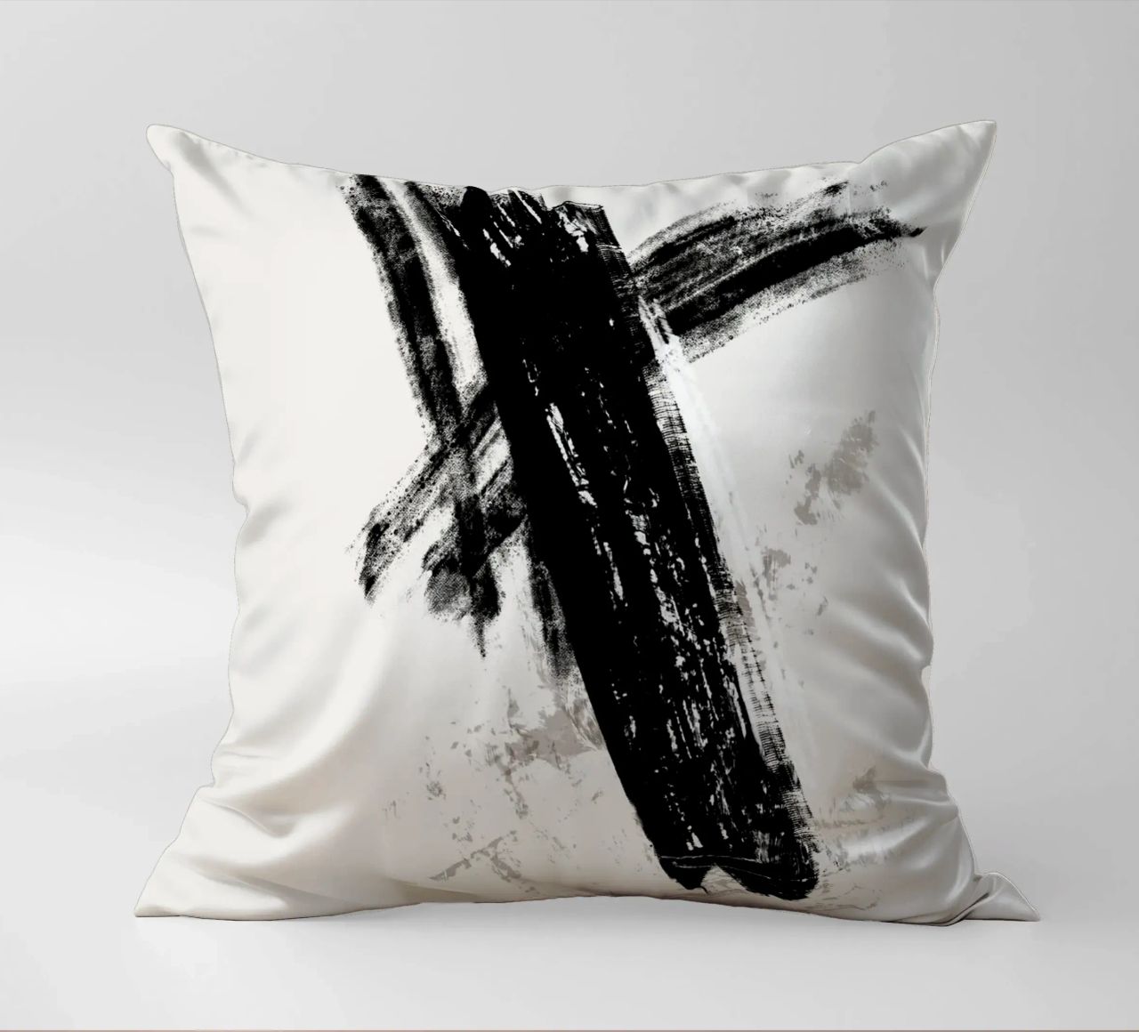 Modern abstract with large black brush strokes cuscino da Imaginative