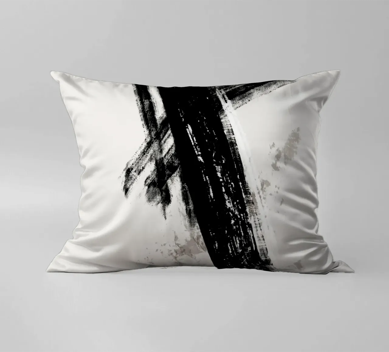 Modern abstract with large black brush strokes kussen van Imaginative