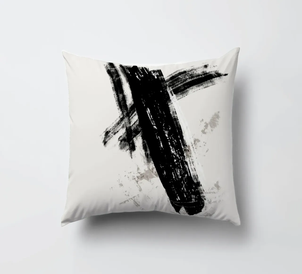 Modern abstract with large black brush strokes cuscino da Imaginative